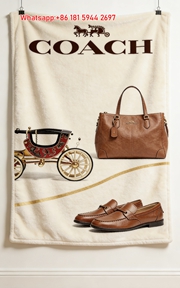 Coach Heritage Tote Bag Loafers Carriage Flannel Throw Blanket for Sofa and Wall Decor C367